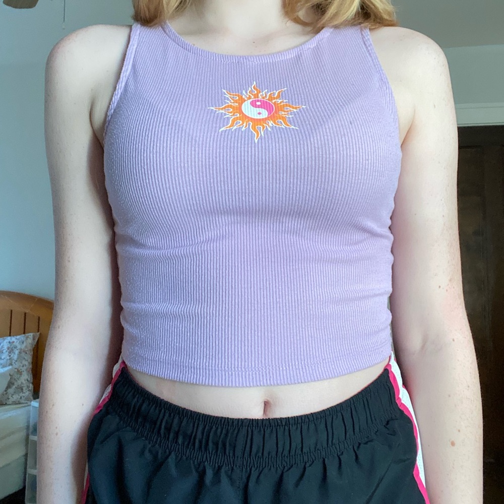 Princess Polly cropped purple tank top